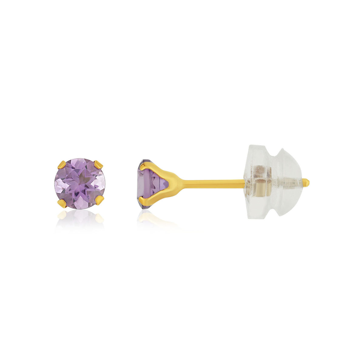 Boucles d'oreilles or 375 jaune améthystes 0,34 carat