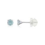 Boucles d'oreilles or 375 blanc topazes bleues traitées 0,44 carat - vue 1
