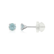 Boucles d'oreilles or 375 blanc topaze bleues traitées 0,44 carat