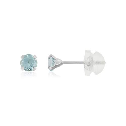 Boucles d'oreilles or 375 blanc topazes bleues traitées 0,44 carat