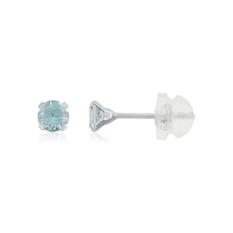 Boucles d'oreilles or 375 blanc topazes bleues traitées 0,44 carat - vue 1