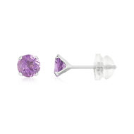 Boucles d'oreilles or 375 blanc améthystes 0.94 carat