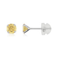 Boucles d'oreilles or 375 blanc citrines 0.89 carat