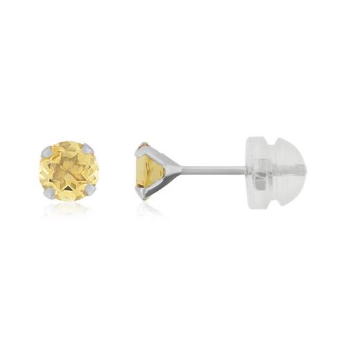 Boucles d'oreilles or 375 blanc citrines 0.89 carat