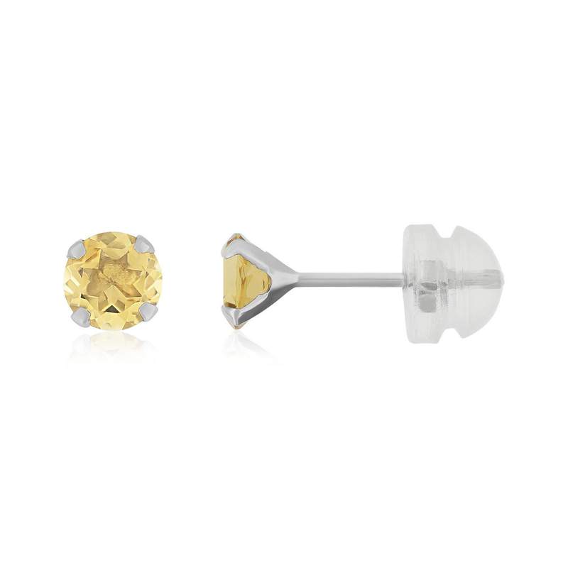 Boucles d'oreilles or 375 blanc citrines 0.89 carat - vue 1