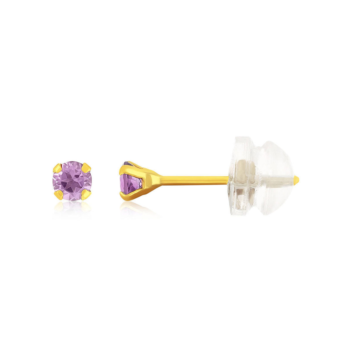 Boucles d'oreilles or 375 jaune améthystes 0.24 carat