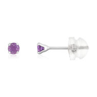 Boucles d'oreilles or 375 blanc améthystes 0.24 carat