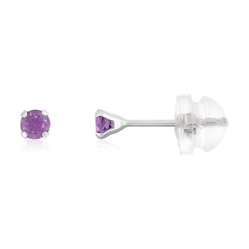Boucles d'oreilles or 375 blanc améthystes 0.24 carat - vue 1