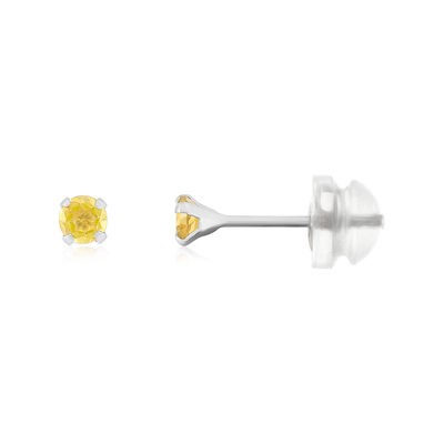 Boucles d'oreilles or 375 blanc citrines 0.19 carat - vue 1