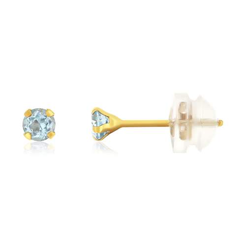 Boucles d'oreilles or 375 jaune topazes bleues traitées 0.24 carat