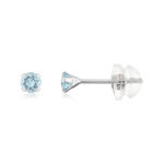 Boucles d'oreilles or 375 blanc topazes bleues traitées 0.29 carat - vue 1