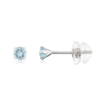 Boucles d'oreilles or 375 blanc topazes bleues traitées 0.29 carat