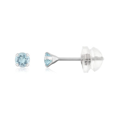 Boucles d'oreilles or 375 blanc topazes bleues traitées 0.29 carat - vue 1