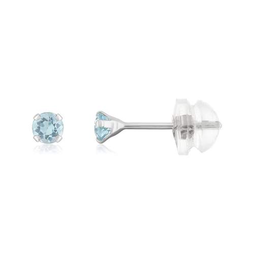 Boucles d'oreilles or 375 blanc topazes bleues traitées 0.29 carat