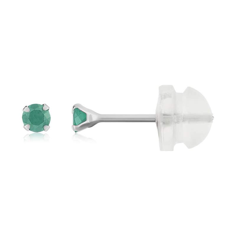 Boucles d'oreilles or 375 blanc émeraudes 0.14 carat - vue 1