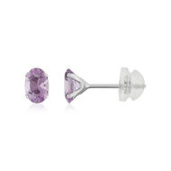 Boucles d'oreilles or 375 blanc améthystes 0.84 carat