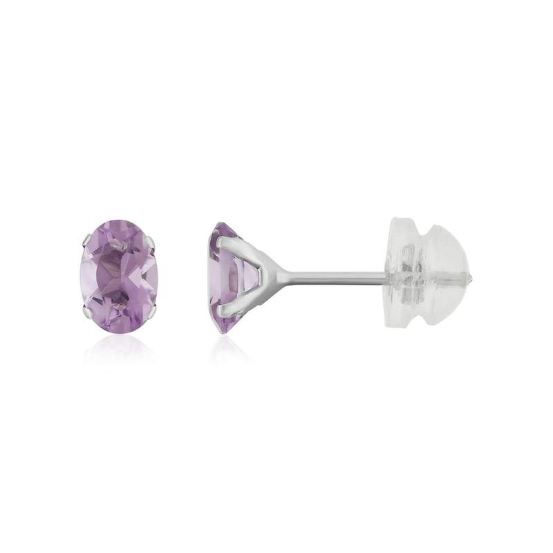 Boucles d'oreilles or 375 blanc améthystes 0.84 carat - vue 1