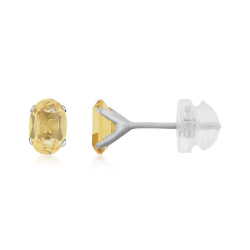 Boucles d'oreilles or 375 blanc citrines 0.84 carat