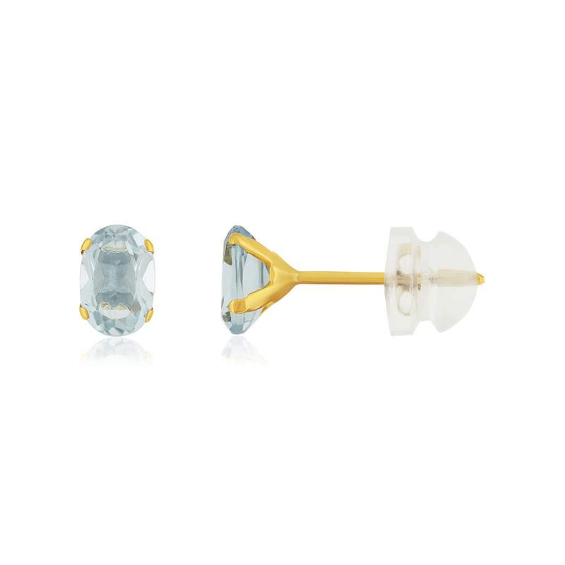 Boucles d'oreilles or 375 jaune topazes bleues traitées 1.09 carat - vue 1