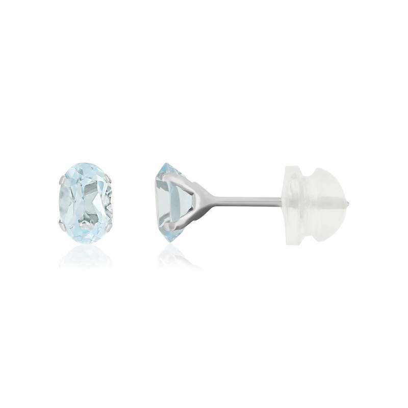 Boucles d'oreilles or 375 blanc topazes bleues traitées 1.14 carat - vue 1