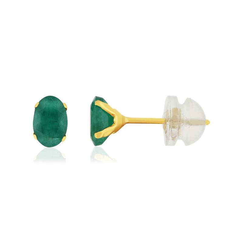 Boucles d'oreilles or 375 jaune émeraudes 1.1 carat - vue 1