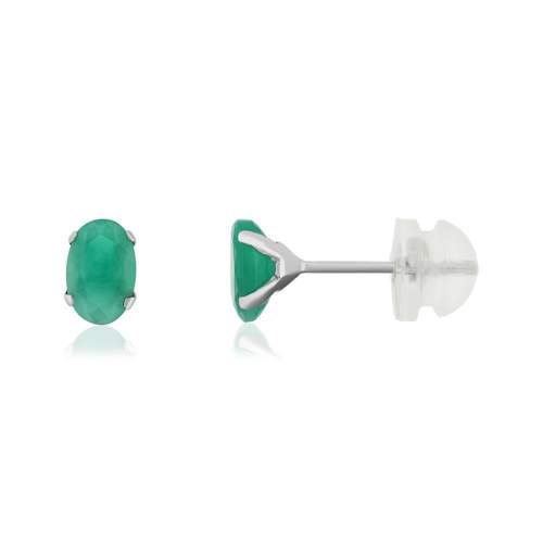 Boucles d'oreilles or 375 blanc émeraudes 1.1 carat