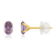 Boucles d'oreilles or 375 jaune améthystes 0.84 carat