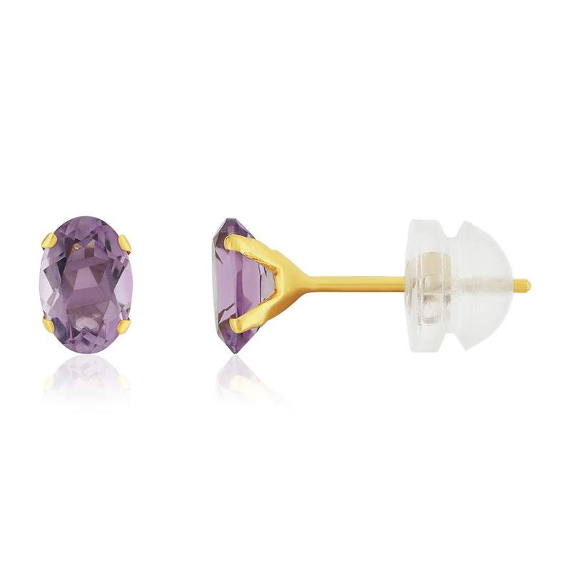Boucles d'oreilles or 375 jaune améthystes 0.84 carat - vue 1
