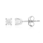 Boucles d'oreilles or 750 blanc diamants synthétiques 0.50ct - vue 1
