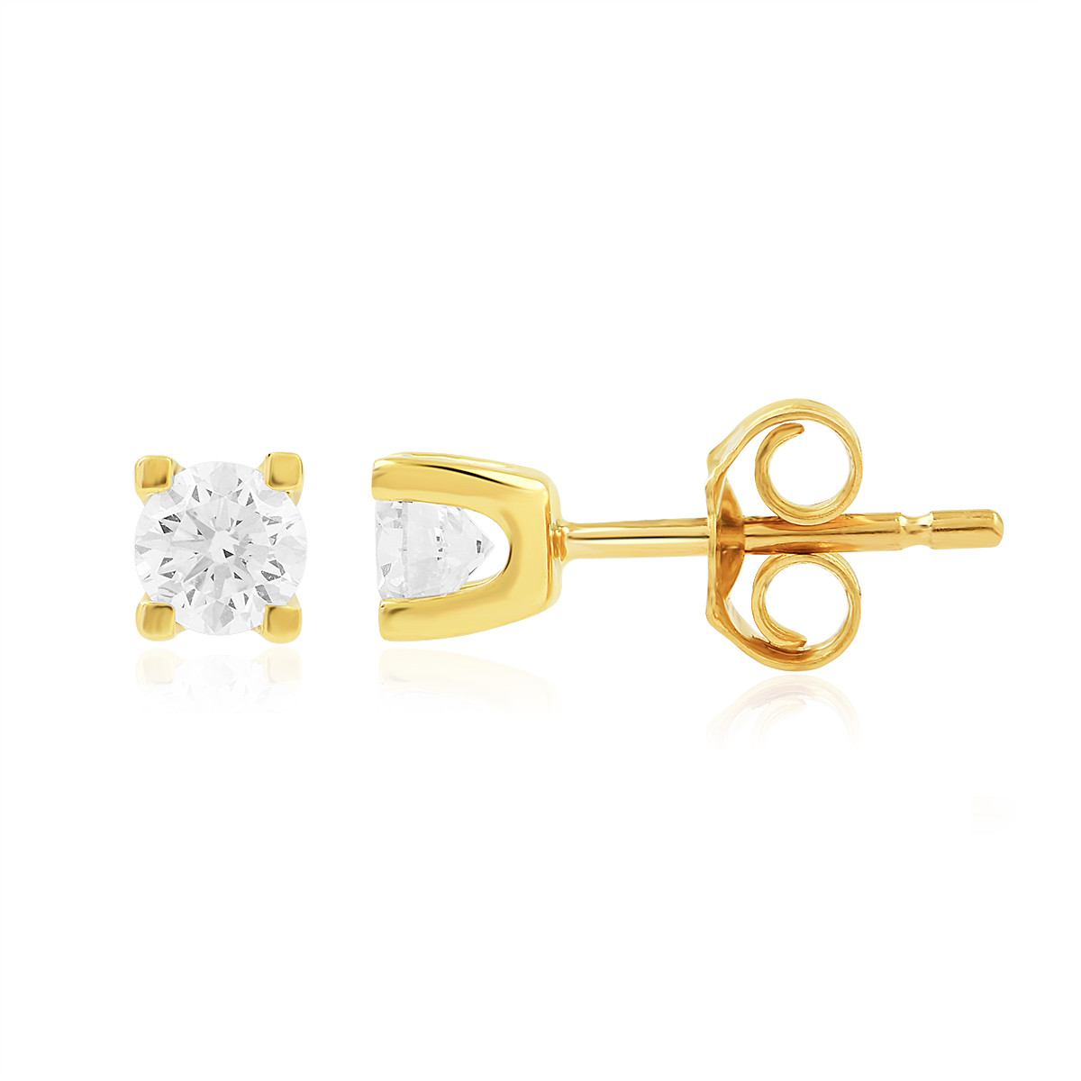 Boucles d'oreilles or 750 jaune diamants synthétiques 0.50ct