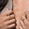 Bague plaqué or jaune multi boucles ajourées et zirconias - vue Vporté 1