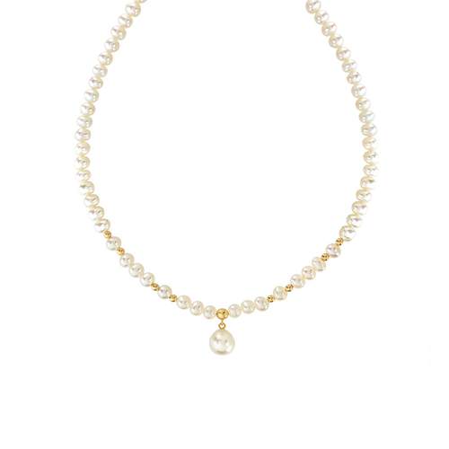 750 yellow gold necklace with Chinese cultured pearls 42.5 cm