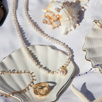 750 yellow gold necklace with Chinese cultured pearls 42.5 cm - view D1