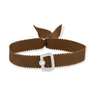 Bracelet boucle argent 925 zirconias ruban chocolat 21cm