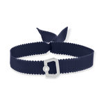 Bracelet boucle argent 925 zirconias ruban marine 21cm - vue 1