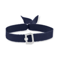 Bracelet boucle argent 925 zirconias ruban marine 21cm