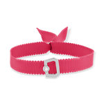 Bracelet boucle argent 925 zirconias ruban rose 21cm - vue 1