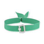 Bracelet boucle argent 925 zirconias ruban vert 21cm - vue 1