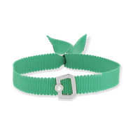 Bracelet boucle argent 925 zirconias ruban vert 21cm