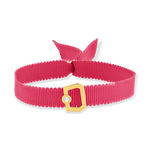 Bracelet boucle plaqué or jaune zirconias ruban rose 21cm - vue 1