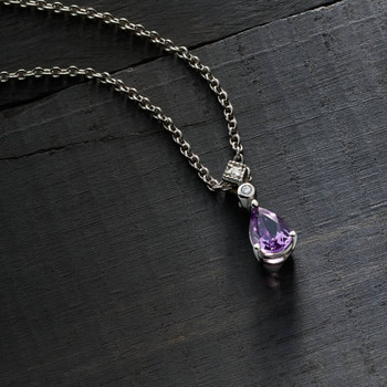 Collier argent 925 améthyste et zirconias 45cm