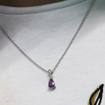 Collier argent 925 améthyste et zirconias 45cm