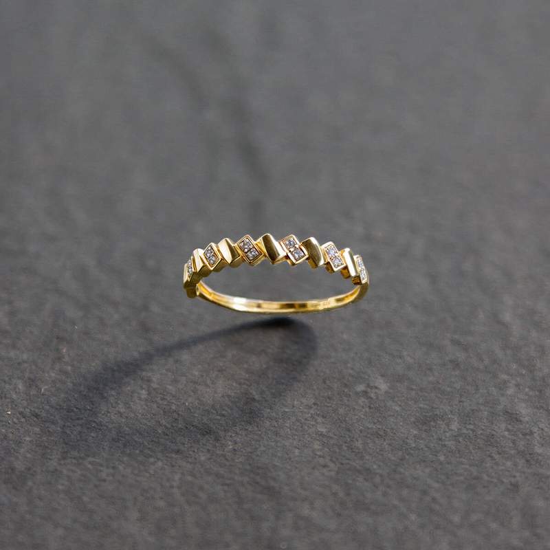 Bague or 375 2 tons diamants - vue D1