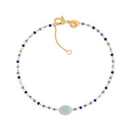 Bracelet plaqué or jaune amazonite perles rocaille 18 cm