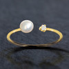 Bague or 375 jaune perle et zirconias - vue VD1