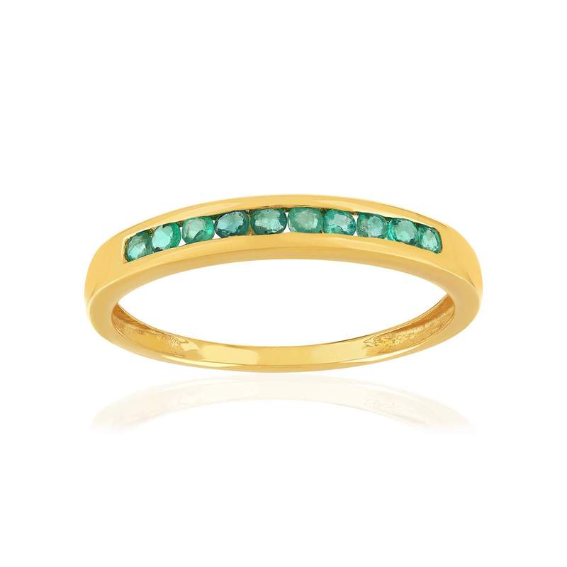 Bague or 375 jaune émeraudes - vue 1