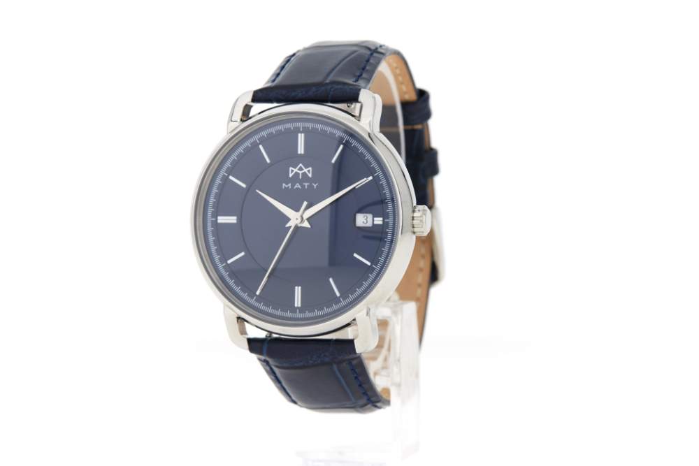 Montre MATY homme bracelet cuir bleu - vue 2