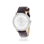 Montre MATY homme, bracelet cuir marron chocolat - vue 1