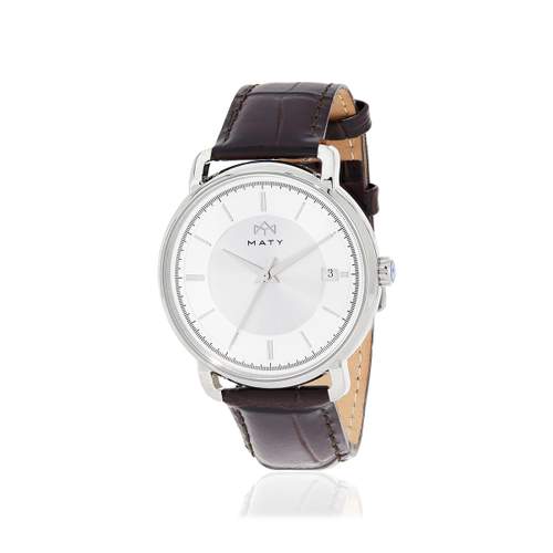 MATY herenhorloge, chocoladebruine leren band