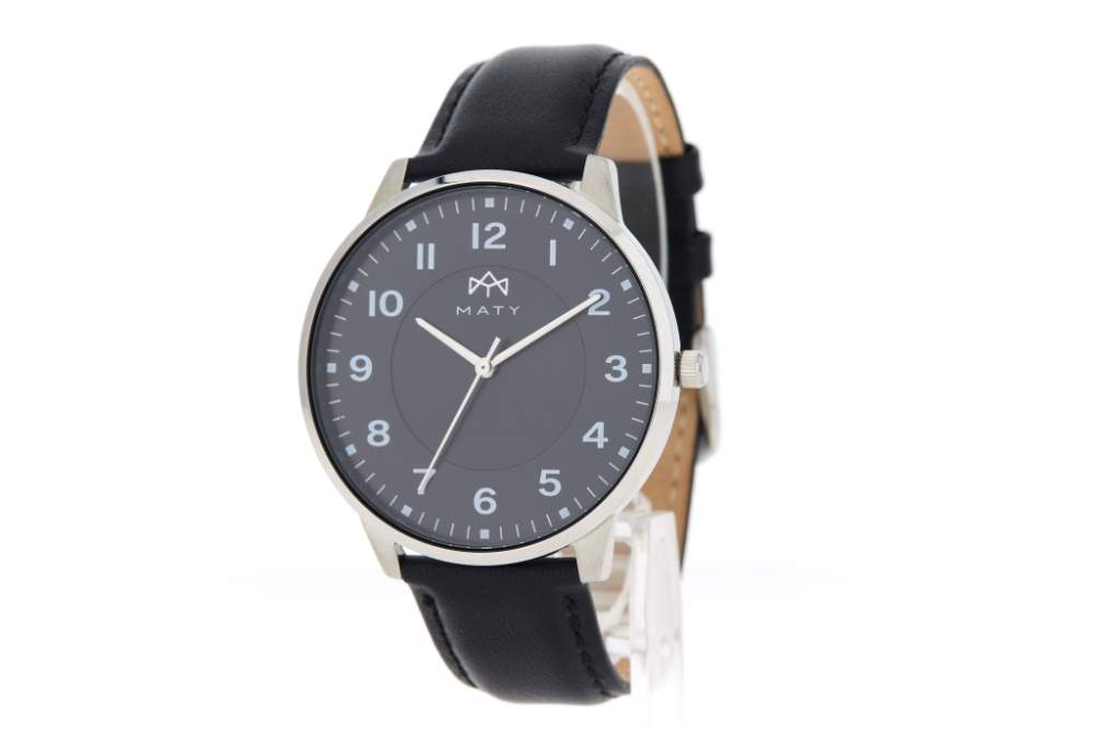 Montre MATY homme, bracelet cuir noir - vue 2